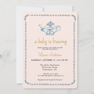 A Baby andas Bebisdusch i Tea Party Inbjudningar