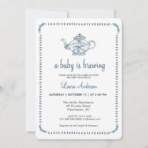 A Baby andas Bebisdusch i Tea Party Inbjudningar