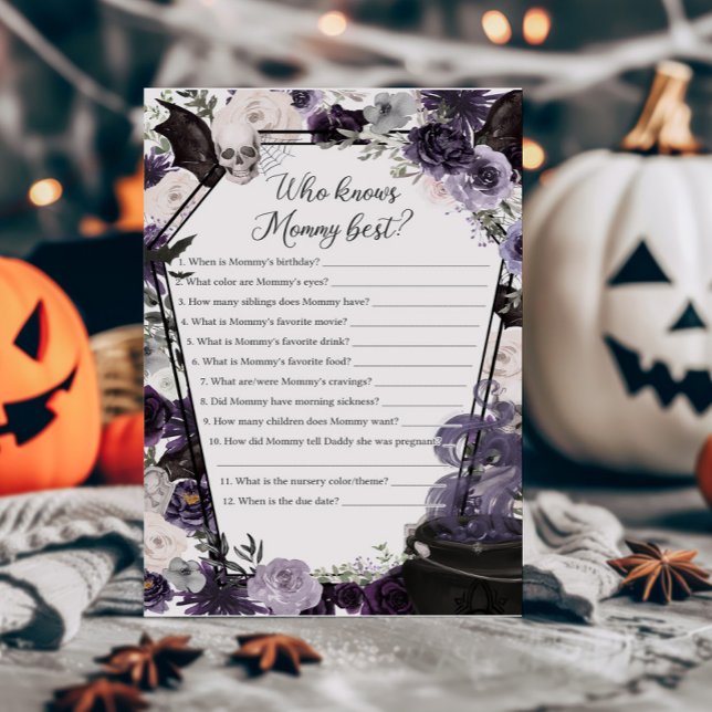 A Baby andas gotiska som känner Mamma bästa spel (Floral Gothic Coffin A Baby is Brewing Baby Shower Who knows Mommy Best Game)