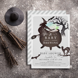 A Baby andas Grått Halloween Baby Shower Inbjudningar