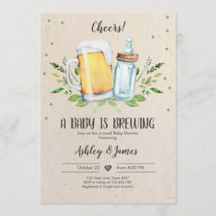 A Baby andas Greenery Cheers Coed Baby Shower Inbjudningar