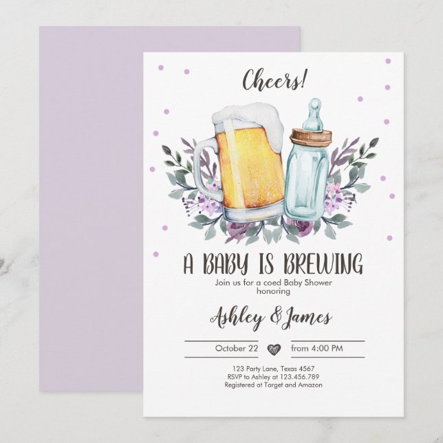 A Baby andas Greenery Cheers Coed Baby Shower Inbjudningar (Fram/baksida)