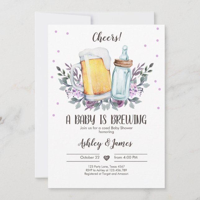 A Baby andas Greenery Cheers Coed Baby Shower Inbjudningar (Framsida)