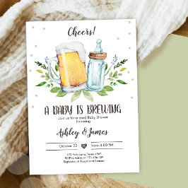 A Baby andas Greenery Cheers Coed Baby Shower Inbjudningar