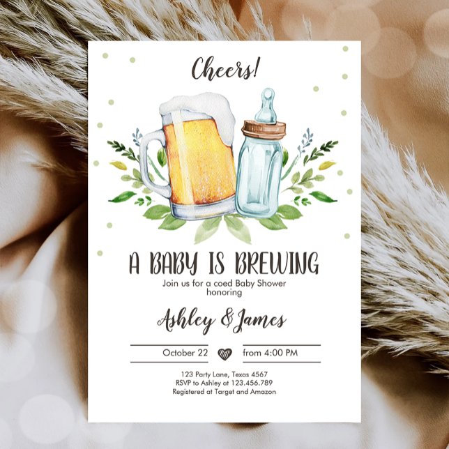 A Baby andas Greenery Cheers Coed Baby Shower Inbjudningar (Skapare uppladdad)