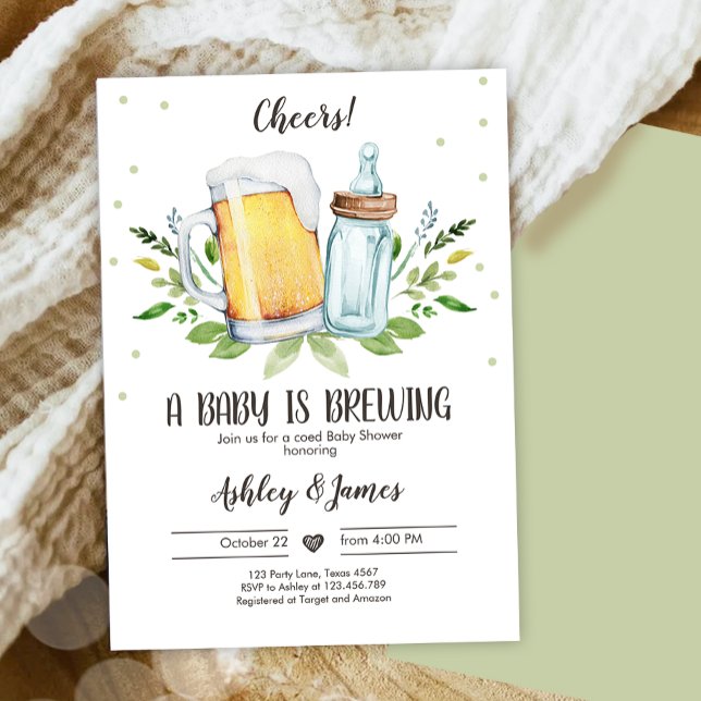 A Baby andas Greenery Cheers Coed Baby Shower Inbjudningar (Skapare uppladdad)