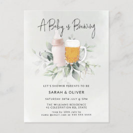 A Baby andas Greenery Girl Baby Shower Vykort