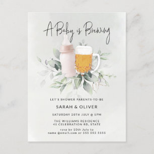 A Baby andas Greenery Girl Baby Shower Vykort