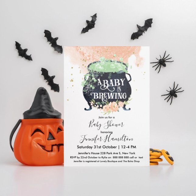 a baby andas Halloween Baby Shower Peach Inbjudningar (Skapare uppladdad)