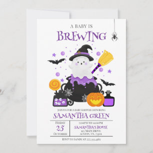 A Baby andas Lila Halloween Baby Shower Inbjudningar