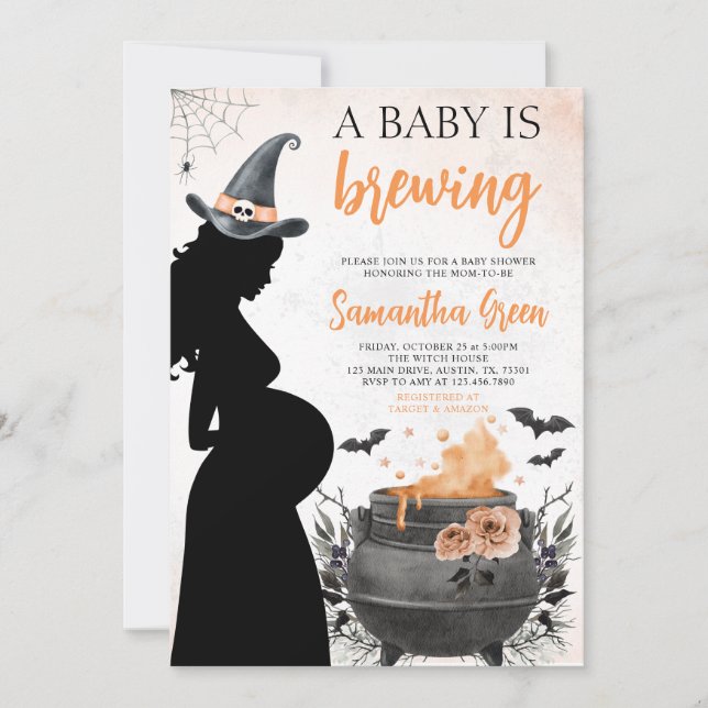 A Baby andas Orange Halloween Baby Shower Inbjudningar (Framsida)