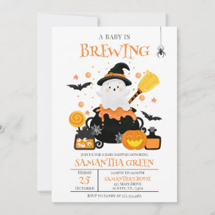 A Baby andas Orange Halloween Baby Shower Inbjudningar