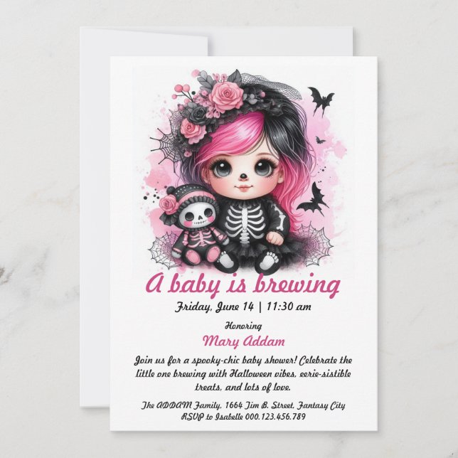A Baby andas Rosa Halloween Baby Shower Inbjudningar (Framsida)