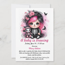 A Baby andas Rosa Halloween Baby Shower Inbjudningar