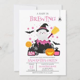 A Baby andas Rosa Halloween Baby Shower Inbjudningar