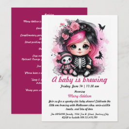 A Baby andas Rosa Halloween Baby Shower Inbjudningar
