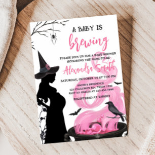 A Baby andas Rosa Witch Baby Shower Inbjudningar