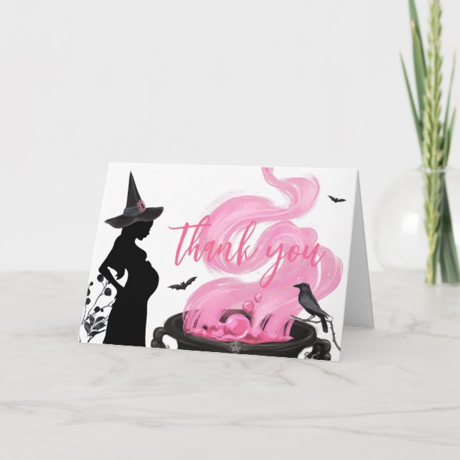 A Baby andas Rosa Witch Baby Shower Tack Kort (Framsida)