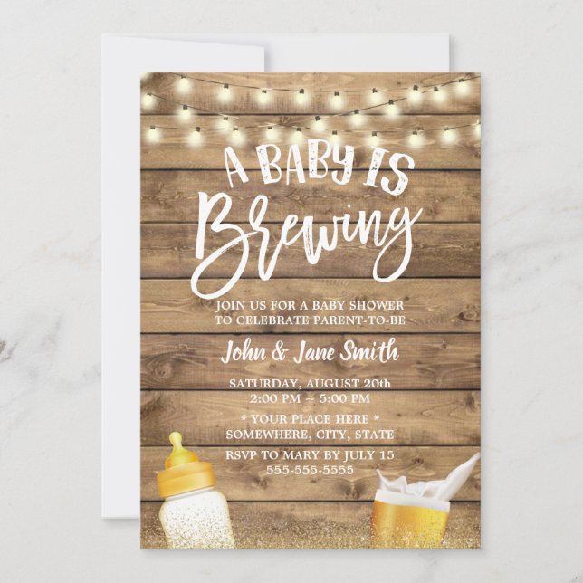 A Baby andas Rustic Barn Beer Baby Shower Inbjudningar (Framsida)