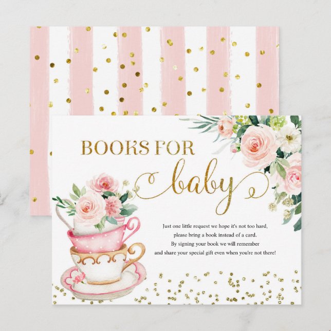 A Baby andas Tea Party Bokar för Baby-kort Inbjudan Vykort (Fram/baksida)