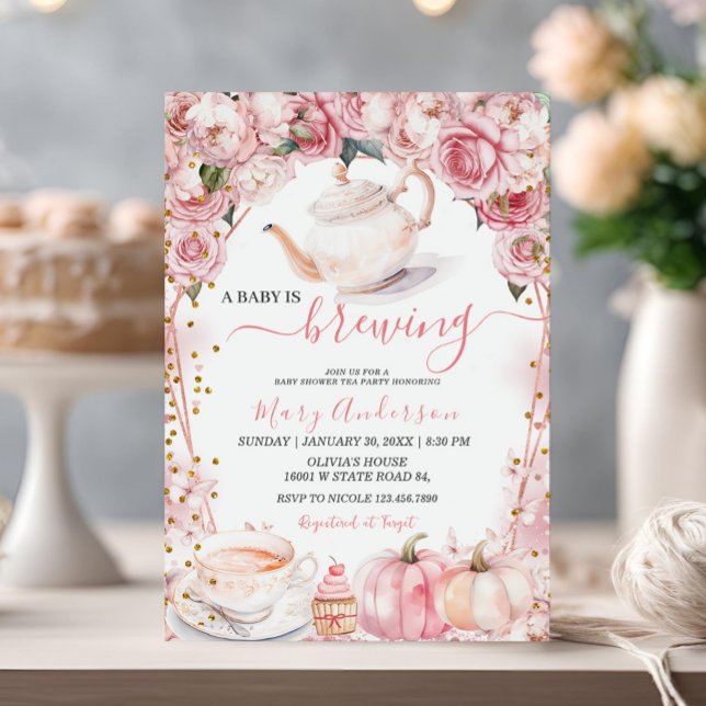 A Baby andas tea Pumpkin Girl Baby Shower Inbjudningar (Skapare uppladdad)