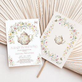 A Baby andas Wildblomme Tea Party Baby Shower Inbjudningar