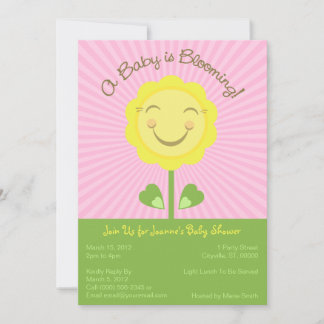 "A Baby är blommande" Baby Shower-inbjudan - Rosa Inbjudningar
