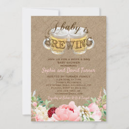 A Baby är BQ Baby Shower för Blommigten Brelap Bur Inbjudningar