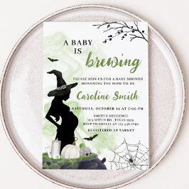 A Baby är Brett Grönt Witch Baby Shower Inbjudningar