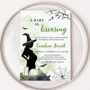 A Baby är Brett Grönt Witch Baby Shower Inbjudningar