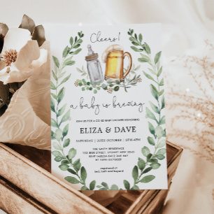 A Baby är Brewing Cheers & Öl Neutralt Shower Inbjudningar