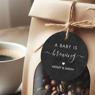 A Baby är Brewing, Coffee Gift Märkre, Chalkboard Gåvor Etiketter