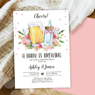 A Baby är Brewing Girl Cheers Coed Baby Shower Inv Inbjudningar