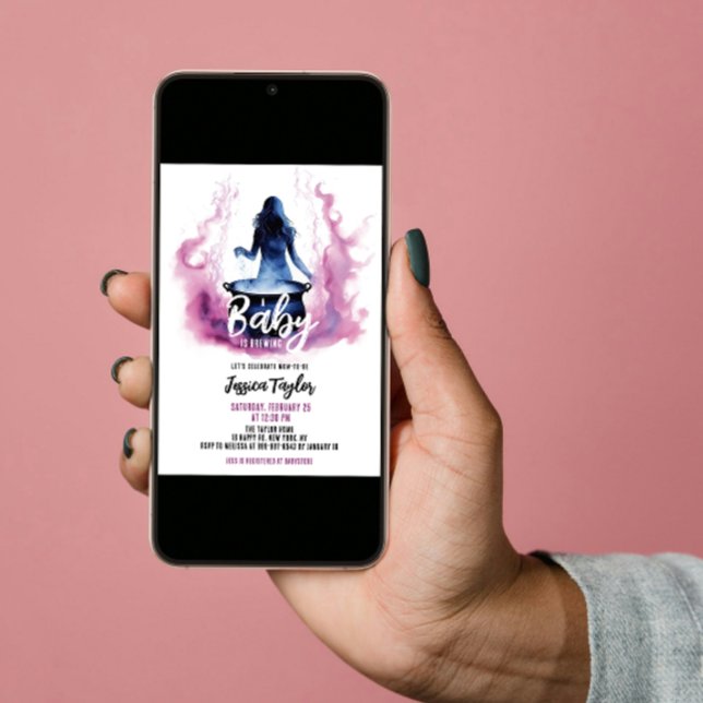 A Baby är Brewing Witch Cauldron Rosa Baby Shower Inbjudningar (Skapare uppladdad)