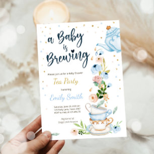 A Baby bjuder in Bebisduschen Tea Party till. Inbjudningar