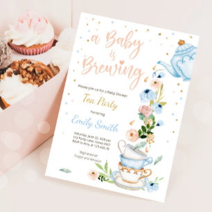 A Baby bjuder in Bebisduschen Tea Party till. Inbjudningar
