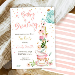 A Baby bjuder in Bebisduschen Tea Party till. Inbjudningar