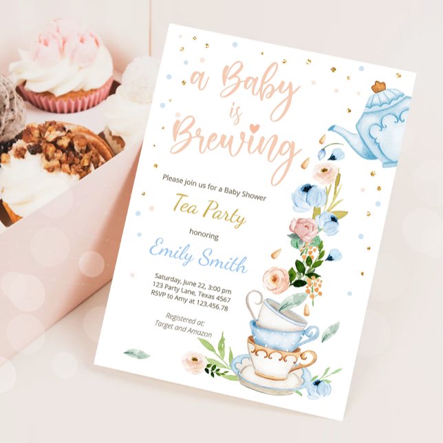 A Baby bjuder in Bebisduschen Tea Party till. Inbjudningar (Skapare uppladdad)