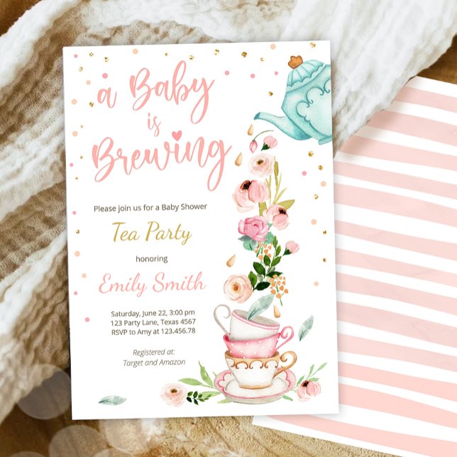 A Baby bjuder in Bebisduschen Tea Party till. Inbjudningar (Skapare uppladdad)