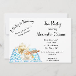 A Baby bjuder in Bebisduschen Tea Party till. Inbjudningar