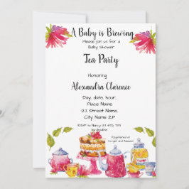 A Baby bjuder in Bebisduschen Tea Party till. Inbjudningar