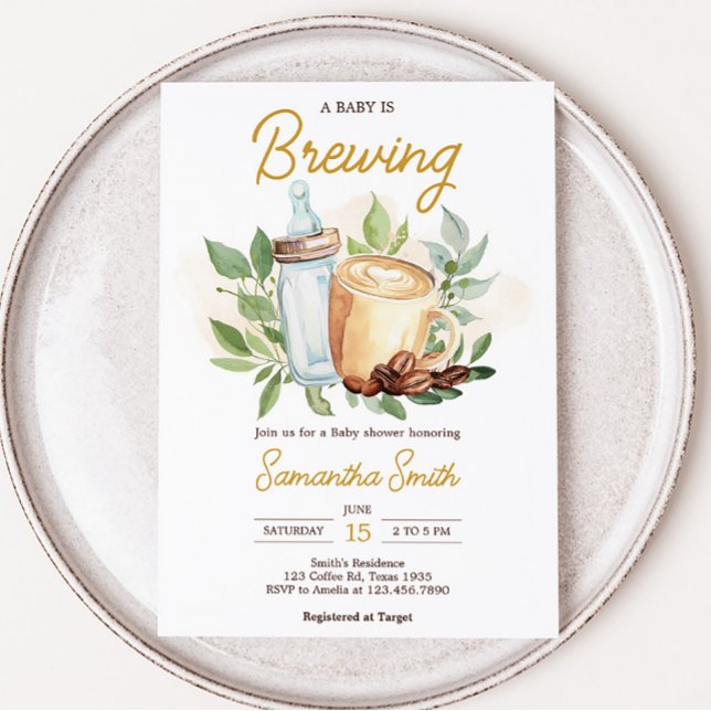A Baby bjuder in kaffebabyskor Inbjudningar (Bottle and Coffee Baby Shower Invitation)