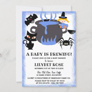 A Baby bringar Cauldron Halloween Baby Shower Inbjudningar