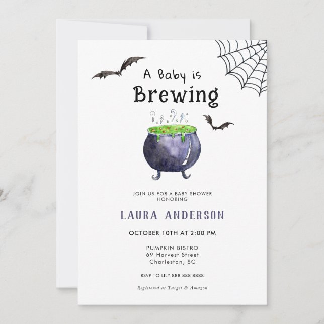 A Baby bringar Cute Halloween Babydusch Inbjudningar (Framsida)