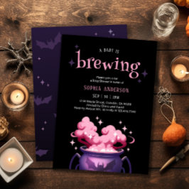 A Baby bringar Halloween Cauldron Baby Shower Inbjudningar