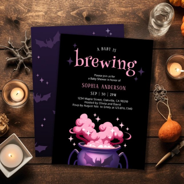 A Baby bringar Halloween Cauldron Baby Shower Inbjudningar (Skapare uppladdad)