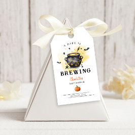 A Baby bringar Halloween Cauldron Baby Shower Presentetikett