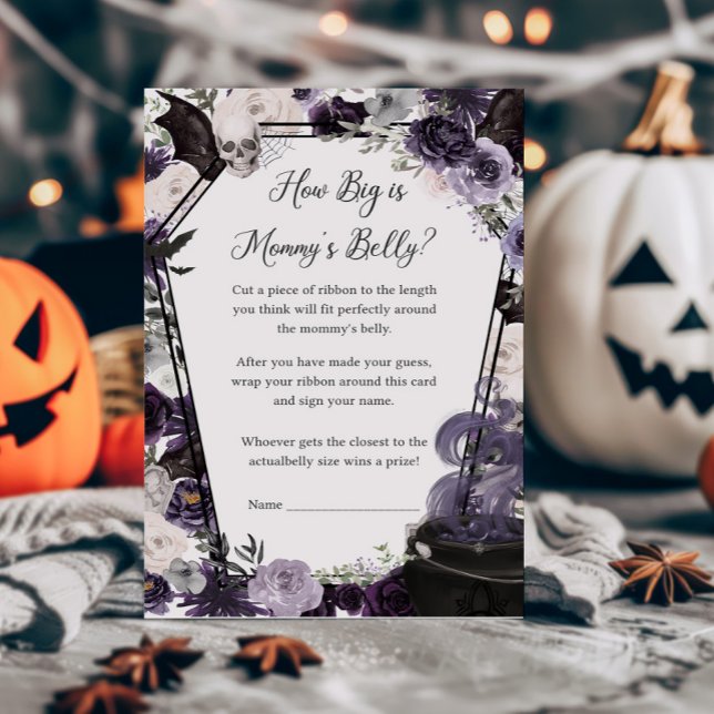 A Baby bringar hur stort Mommys Belly Game är (Floral Gothic Coffin A Baby is Brewing Baby Shower How Big is Mommys Belly Game)