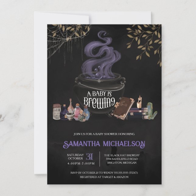 A Baby bringar taloky Halloween Baby Shower Inbjudningar (Framsida)