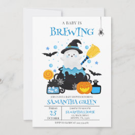 A Baby brinner blå Halloween-babyskor Inbjudningar